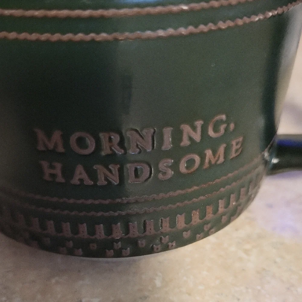 Hearth & Hand Dark Green Mug - Morning Handsome - Picture 3 of 4